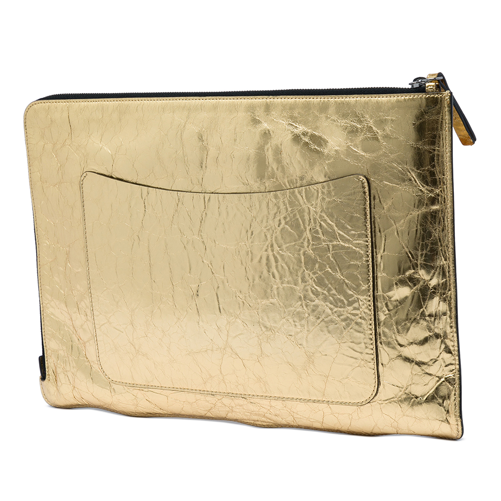 Pre-Loved Chanel Metallic Crinkled Calfskin Feministe Mais Feminine Pouch - Picture 2 of 5